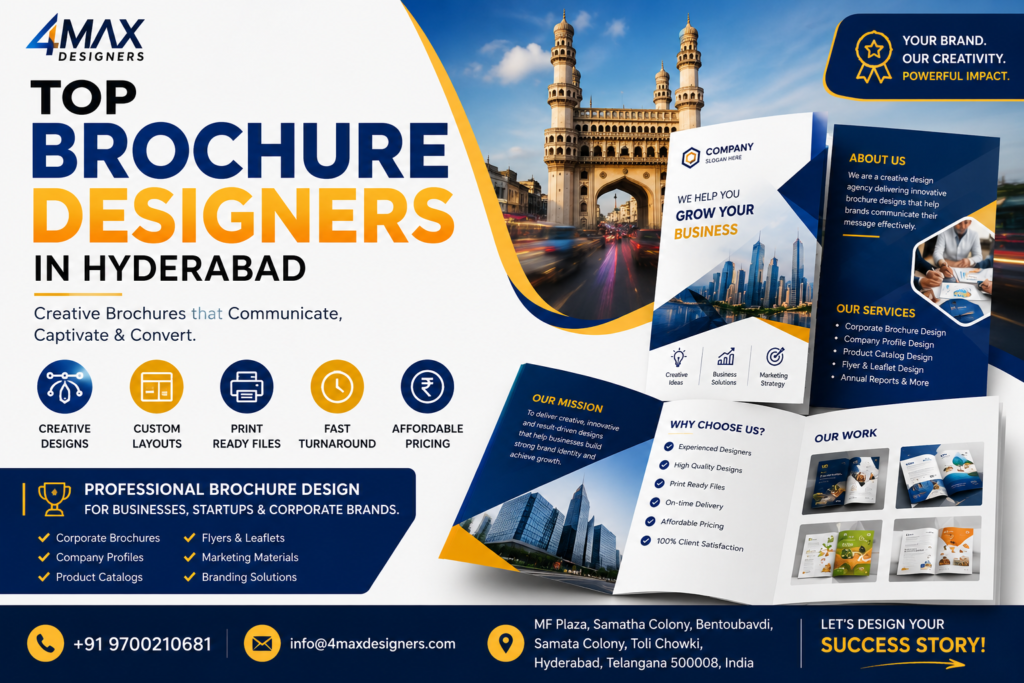 Top Brochure Designers in Hyderabad providing corporate brochure design, company profile design, product catalog design, and creative branding services
