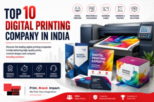 Top 10 digital printing company in India offering premium brochure printing, business cards, flyers, banners, packaging, branding, and commercial printing services by 4 Max Designers