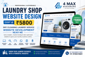 Modern laundry shop website design for dry cleaning and laundry services with online booking, pickup and delivery, mobile-friendly responsive website by 4 Max Designers