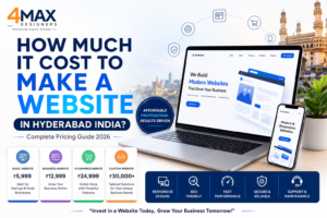 Professional website development services explaining how much it cost to make a website in Hyderabad India by 4 Max Designers.