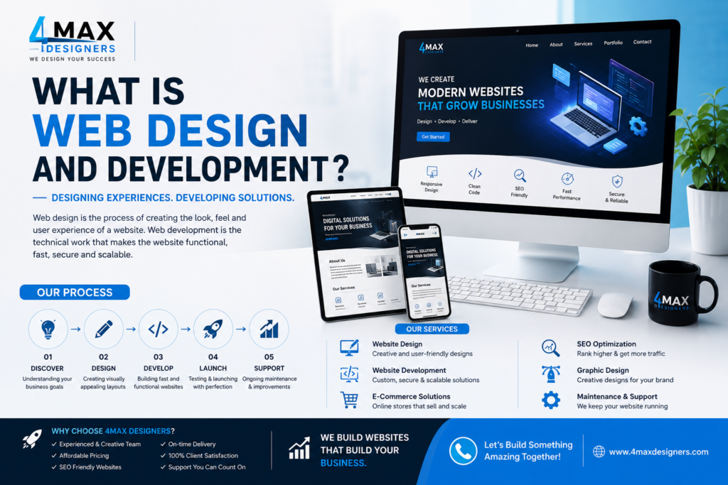 What Is Web Design and Development? Professional website design and development services by 4Max Designers in Hyderabad