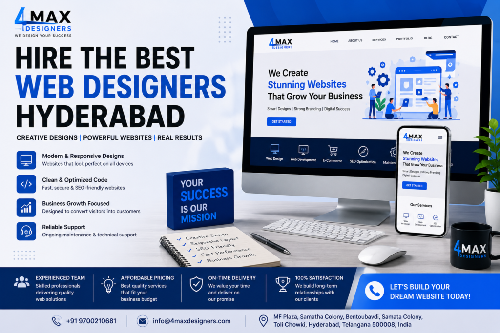 Hire the Best Web designers Hyderabad with 4Max Designers for responsive website design, web development, SEO, and digital branding
