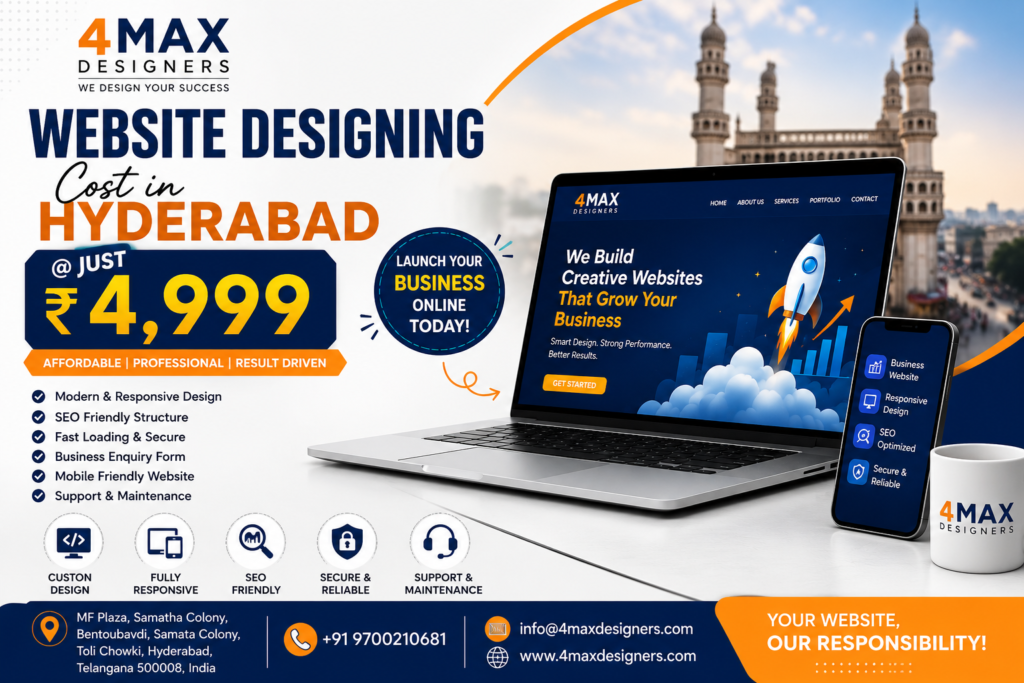 Website Designing Cost in Hyderabad @ Rs. 4999 - 4Max Designers