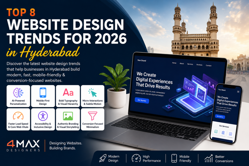 Top 8 website design trends for 2026 in Hyderabad by 4 Max Designers