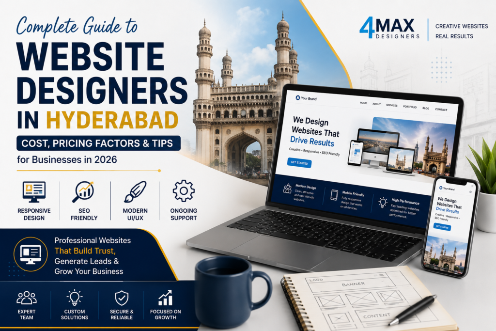 Website designers in Hyderabad cost for responsive business websites, WordPress websites, and eCommerce website development by 4Max Designers