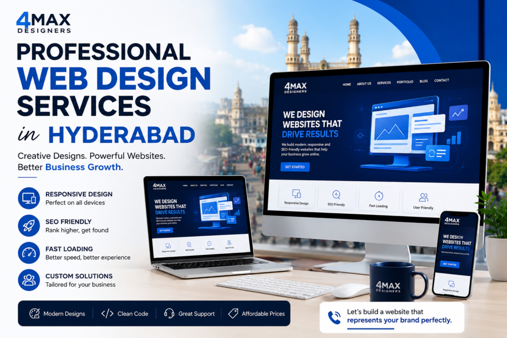 Professional Web Design Services in Hyderabad offering responsive, SEO-friendly, and custom website design by 4Max Designers