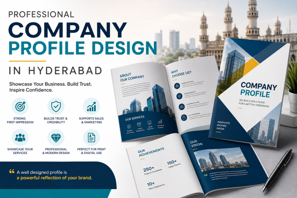 Professional company profile design in Hyderabad for corporate branding and business presentations.