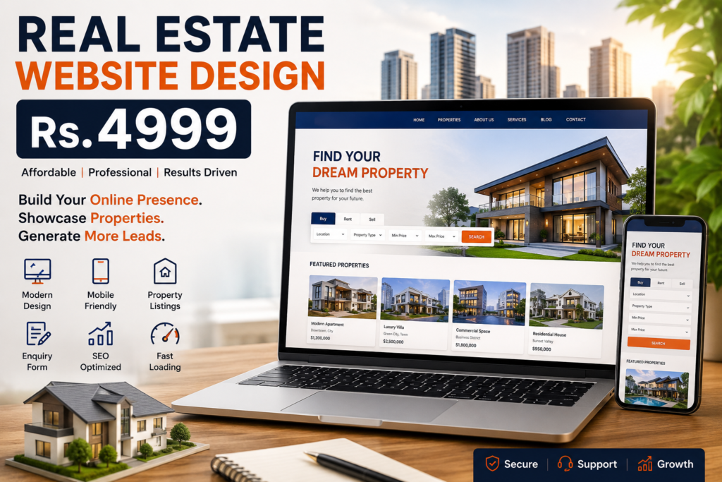 Real Estate Website Design Rs.4999 for property agents and real estate businesses in Hyderabad