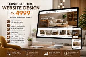 Modern Furniture Store Website Design Rs.4999 with responsive online furniture showroom by 4 Max Designers