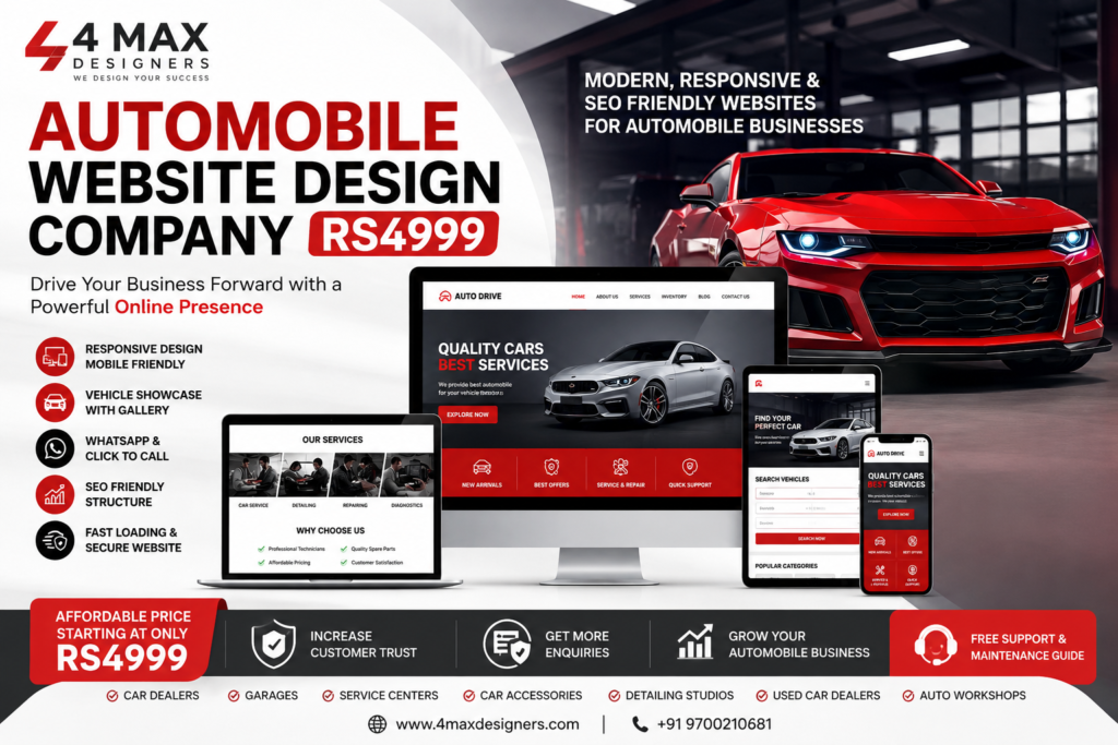 Automobile Website Design Company Rs4999 for car dealers, garages, service centers and automotive businesses