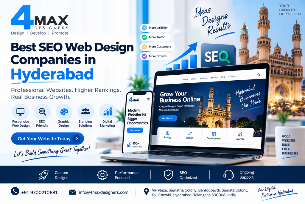 Best SEO Web Design Companies in Hyderabad for responsive and SEO-friendly website design by 4MAX Designers