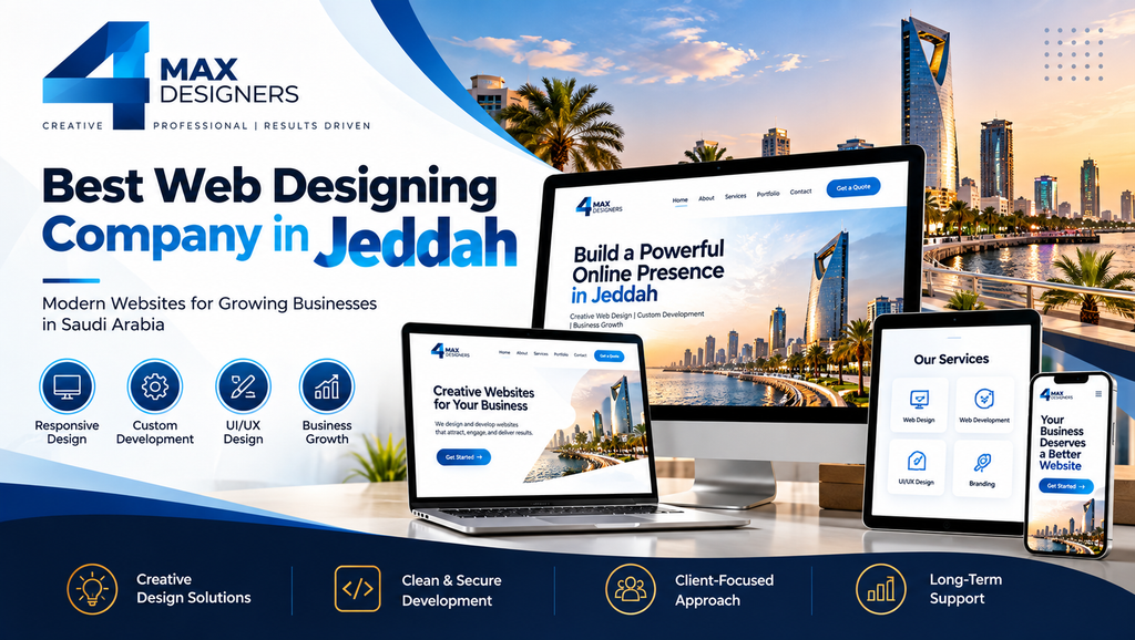 Best Web Designing Company in Jeddah for responsive websites, custom development and professional business web design by 4MAX Designers