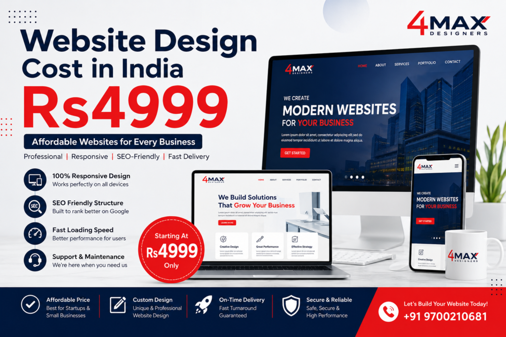 Website Design Cost in India Rs4999 affordable responsive website designing package for startups and small businesses